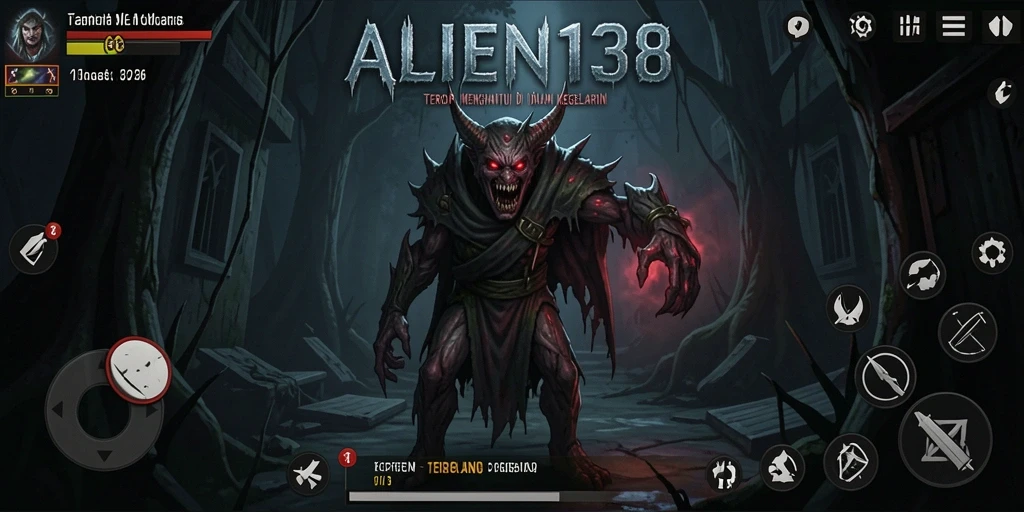 Tangkapan layar gameplay ALIEN138 menunjukkan suasana penuh ketegangan dan misteri.