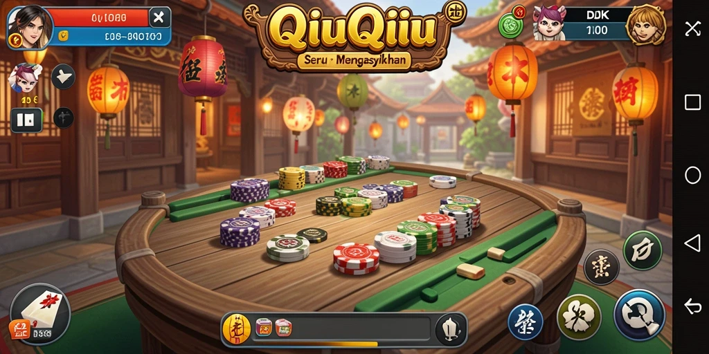 Screenshot gameplay DKK menunjukkan suasana QiuQiu yang intens dan kompetitif.
